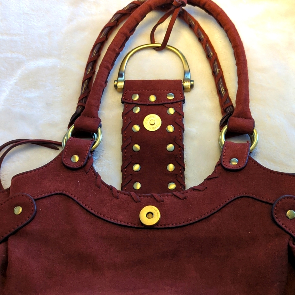 Source Unknown Rust Red Suede Hobo Bag with Gold Hardware - Picture 5 of 6
